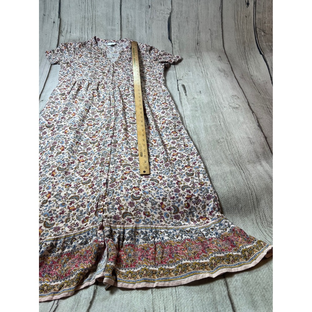 J. Jill Maxi Dress Women Large Pink Floral Paisley Boho Cottagecore Button Front - Picture 3 of 6